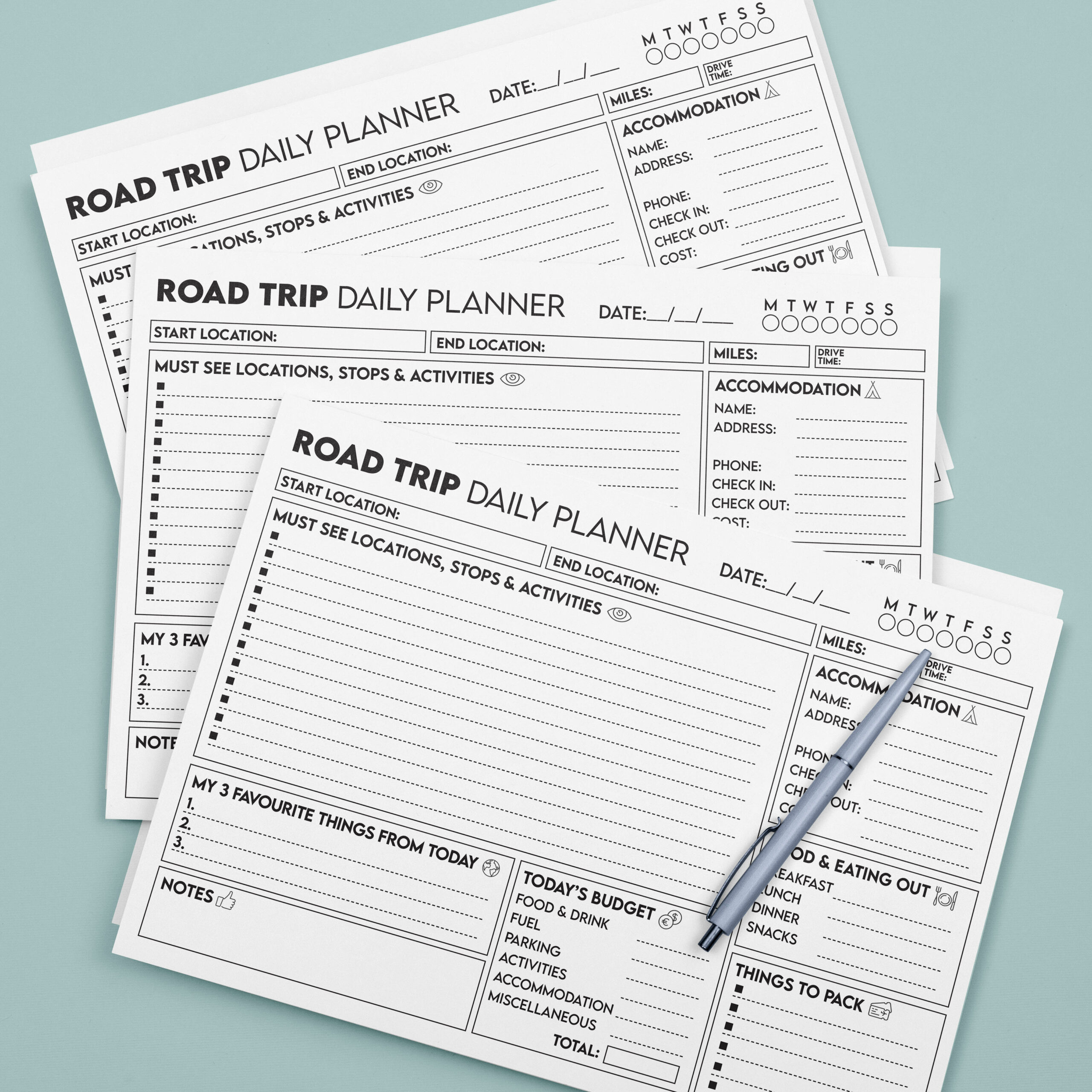 Road Trip Daily Planner A4 Tear Off Pad - 50 Sheets - Image 3
