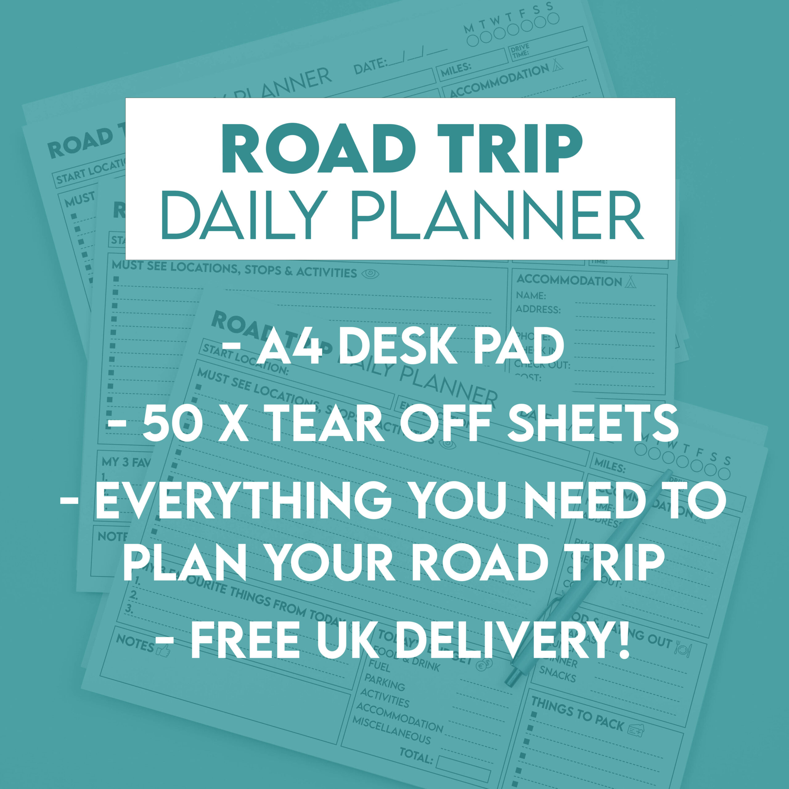 Road Trip Daily Planner A4 Tear Off Pad - 50 Sheets - Image 2