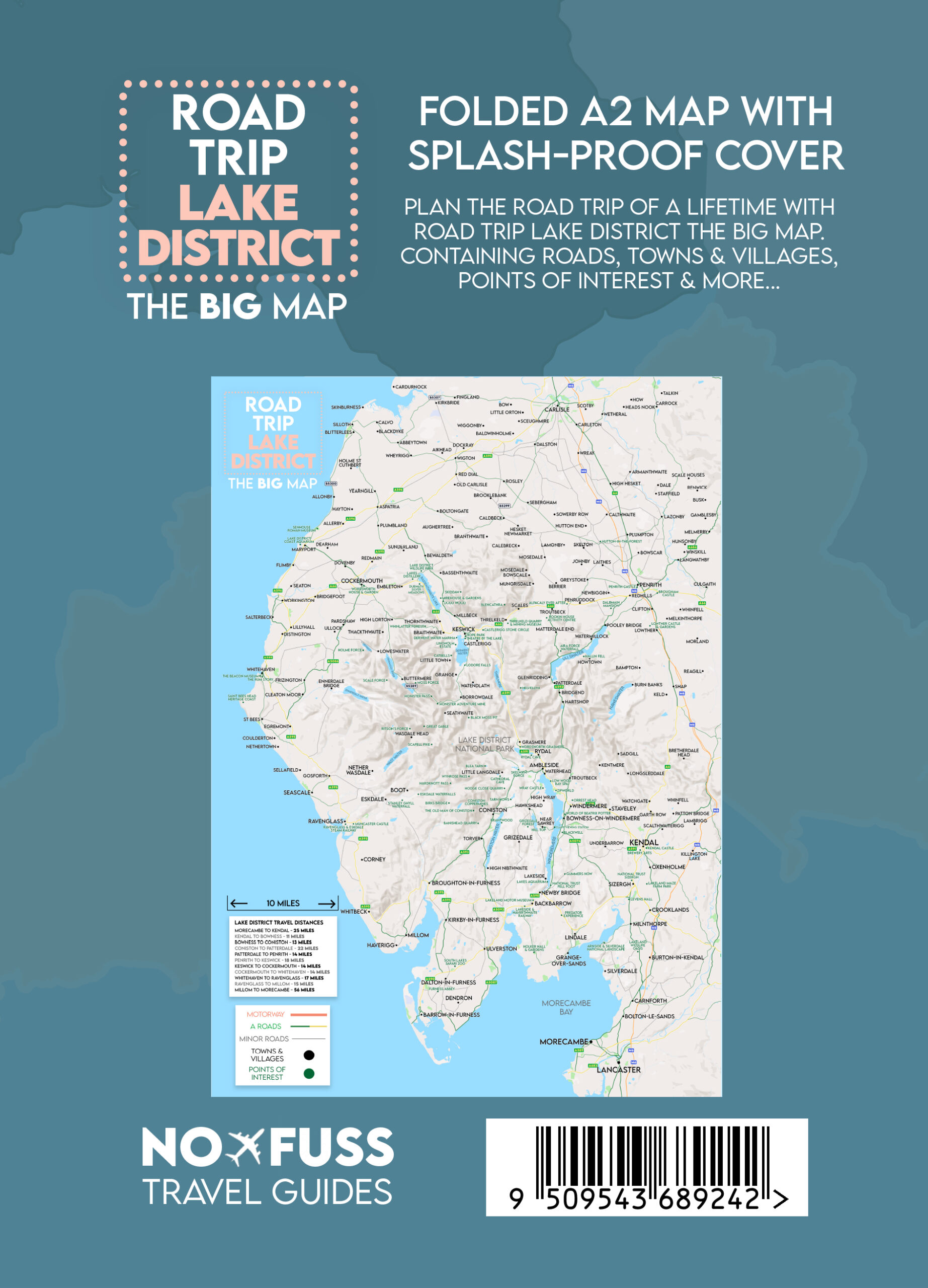 Road Trip Lake District - The Big Map - A2 Foldable Splashproof Road Map - Image 2
