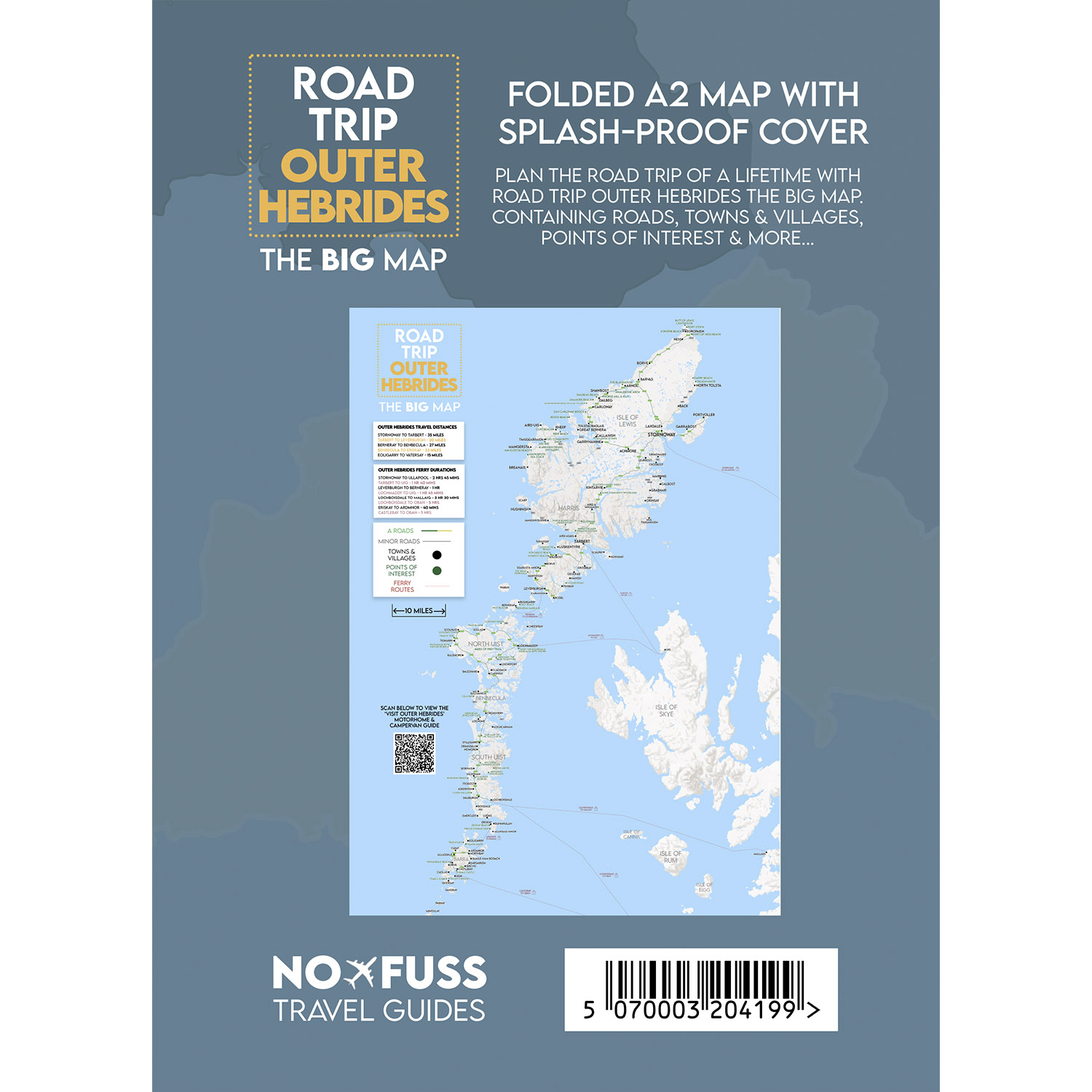 Road Trip Outer Hebrides - The Big Map - A2 Foldable Splashproof Road Map - Image 2